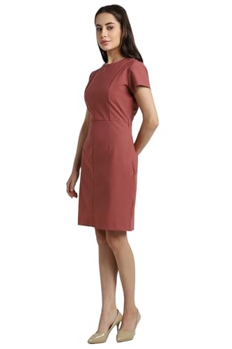 Allen Solly Women's Polyester Blend Modern Knee-Length Dress (Pink)