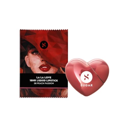 SUGAR LA LA Love Matte Liquid Lipstick | Lasts 18Hrs | Transferproof & Waterproof | 5ml | 08 Peach Passion