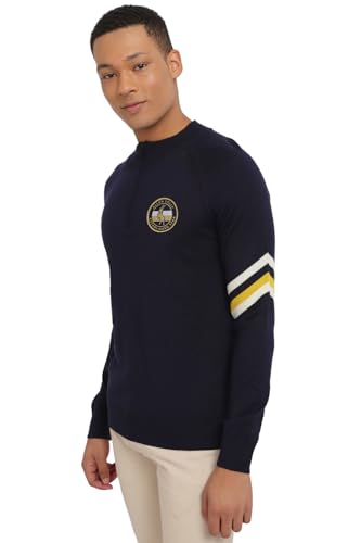 Allen Solly Men's Wool Blend Classic Pullover Sweater (ASSWWRGF524453_Navy