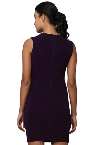 Allen Solly Women's Polyester Modern Above The Knee Dress (Purple)