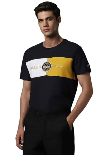 Allen Solly Men's Slim Fit T-Shirt (ASKCORSGFX63535_Black