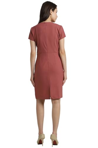 Allen Solly Women's Polyester Blend Modern Knee-Length Dress (Pink)