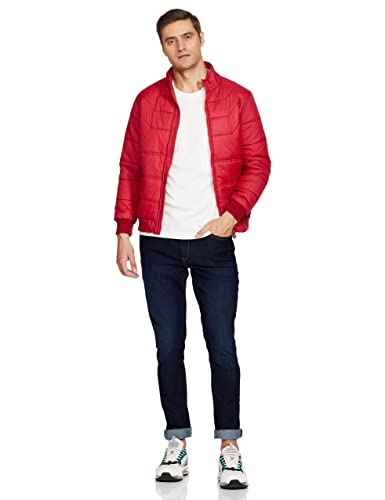 Amazon Brand - Symbol Men's Essential Quilted Bomber Polyester Jacket (AW20-QB-SY-01_Maroon_XL)