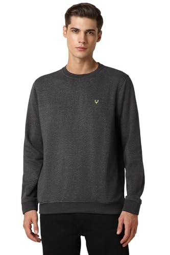 Allen Solly Men Grey Crew Neck Full Sleeves Casual Sweatshirt