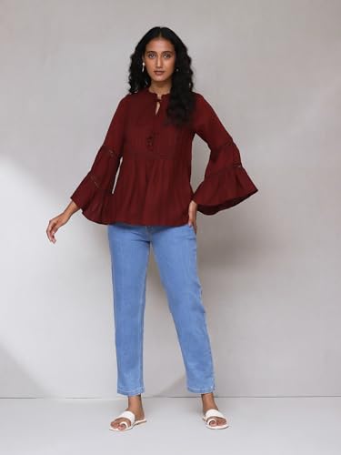 Aarke Ritu Kumar Burgundy Solid Top