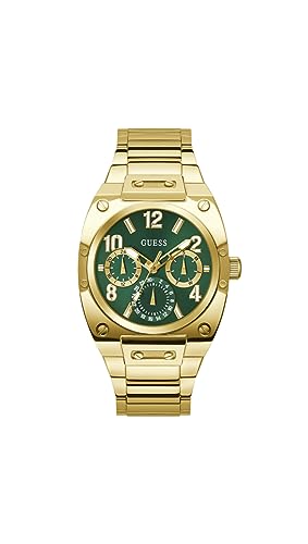 GUESS Men Green Rectangle Stainless Steel Dial Analog Watch