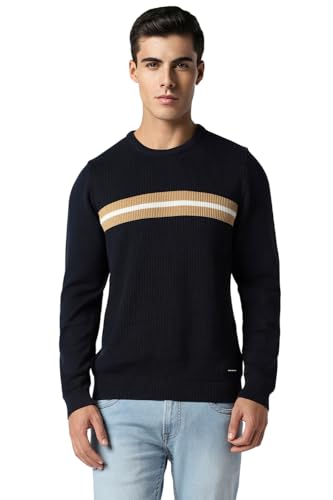 Van Heusen Men's Cotton Casual Sweater (VSSWURGPL90650_Black
