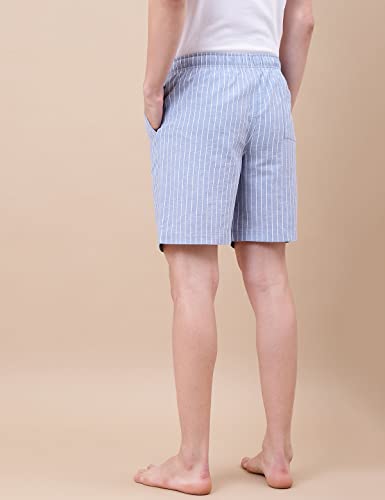 Marks & Spencer Cotton Mix Striped Relaxed Fit ShortsBLUE Mix