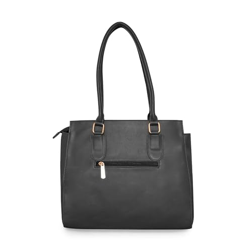 Pierre Cardin Stylish Tote Bag For Women | PU Leather College Bag For Girls | Multipocket Handbag For Office Going Ladies, Black