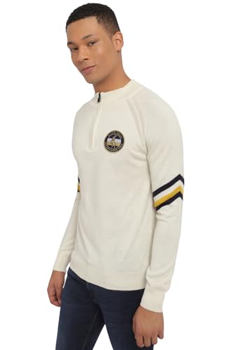 Allen Solly Men's Acrylic Blend Casual Sweater (ASSWWRGF295944_Cream