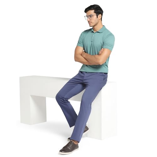 Slim Fit B-91 Casual Ink Blue Solid Khakis - Mark