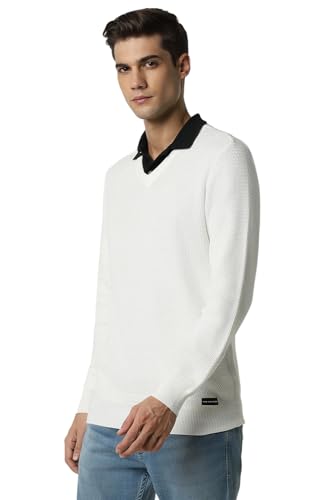 Van Heusen Men's Cotton Casual Sweater (VSSWURGP651735_White