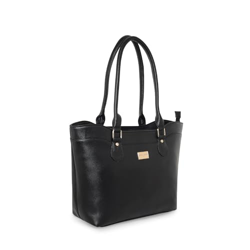 Pierre Cardin Women PU Leather Tote Bag For Women | Ladies Shoulder Bag With Zipper | Multipurpose Casual Bag For Women Office Use, Black