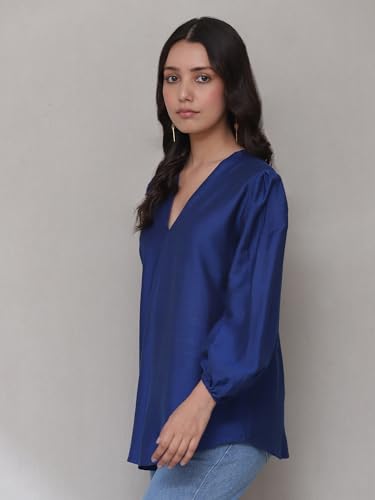 Aarke Ritu Kumar Blue Solid Top