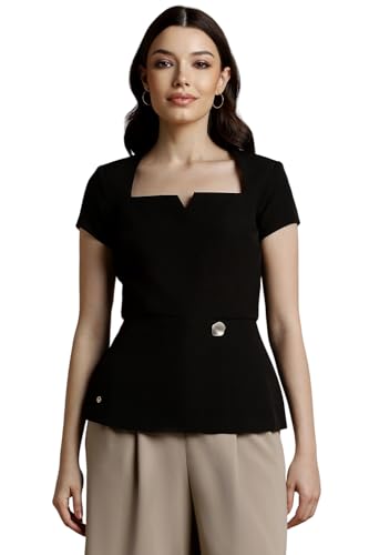 Allen Solly Women's Regular Fit Blouse (Black)