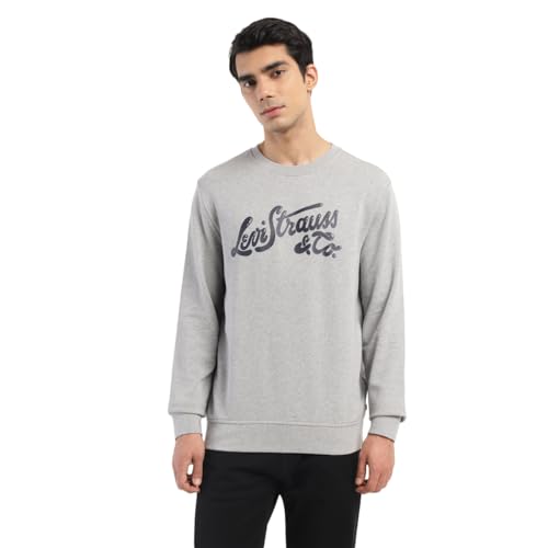 Levi's Men's Brand Logo Grey Crew Neck Sweatshirt