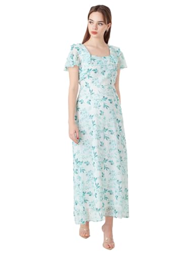 Zink London Women's White Printed Regular Maxi Dress