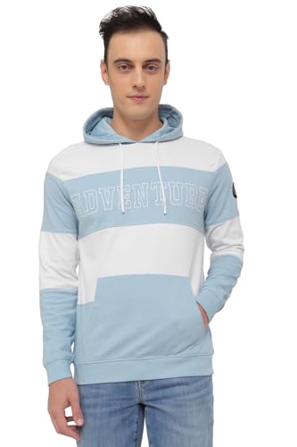 Men Blue Hooded Neck Full Sleeves Casual Sweatshirt