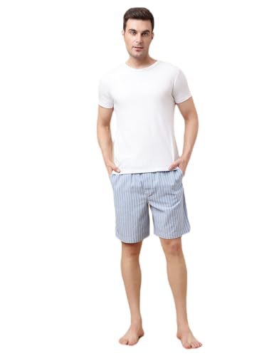 Marks & Spencer Cotton Mix Striped Relaxed Fit ShortsBLUE Mix
