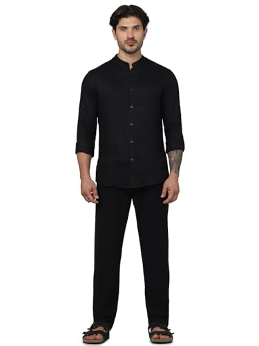Celio Men Black Solid Loose Fit Cotton Fashion Casual Trousers (3596656093673, Black, 28)