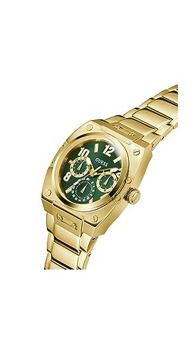 GUESS Men Green Rectangle Stainless Steel Dial Analog Watch