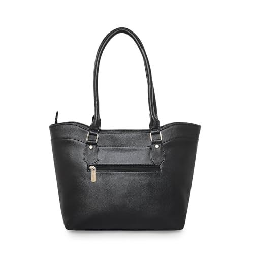 Pierre Cardin Women PU Leather Tote Bag For Women | Ladies Shoulder Bag With Zipper | Multipurpose Casual Bag For Women Office Use, Black