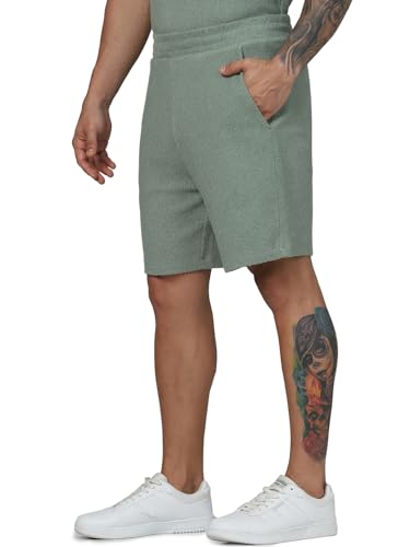 Celio Men Khaki Solid Regular Fit Cotton Fashion Casual Shorts (Khaki)
