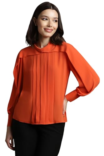 Allen Solly Women's Regular Fit T-Shirt (Orange)