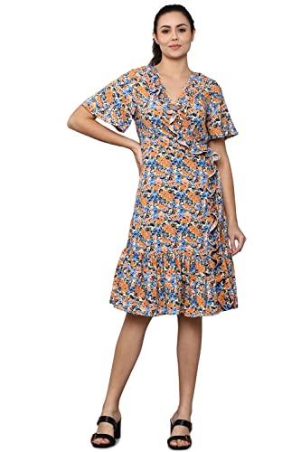 Allen Solly Women's Polyester Classic Knee-Length Dress (Multi) Multicolour