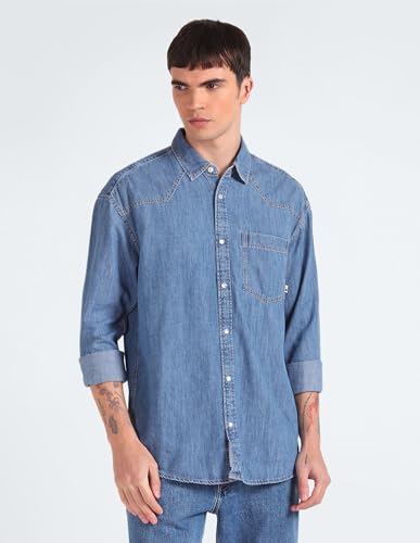 Tommy Hilfiger Men's Relaxed Fit Shirt (S24JMWT016_Blue L)
