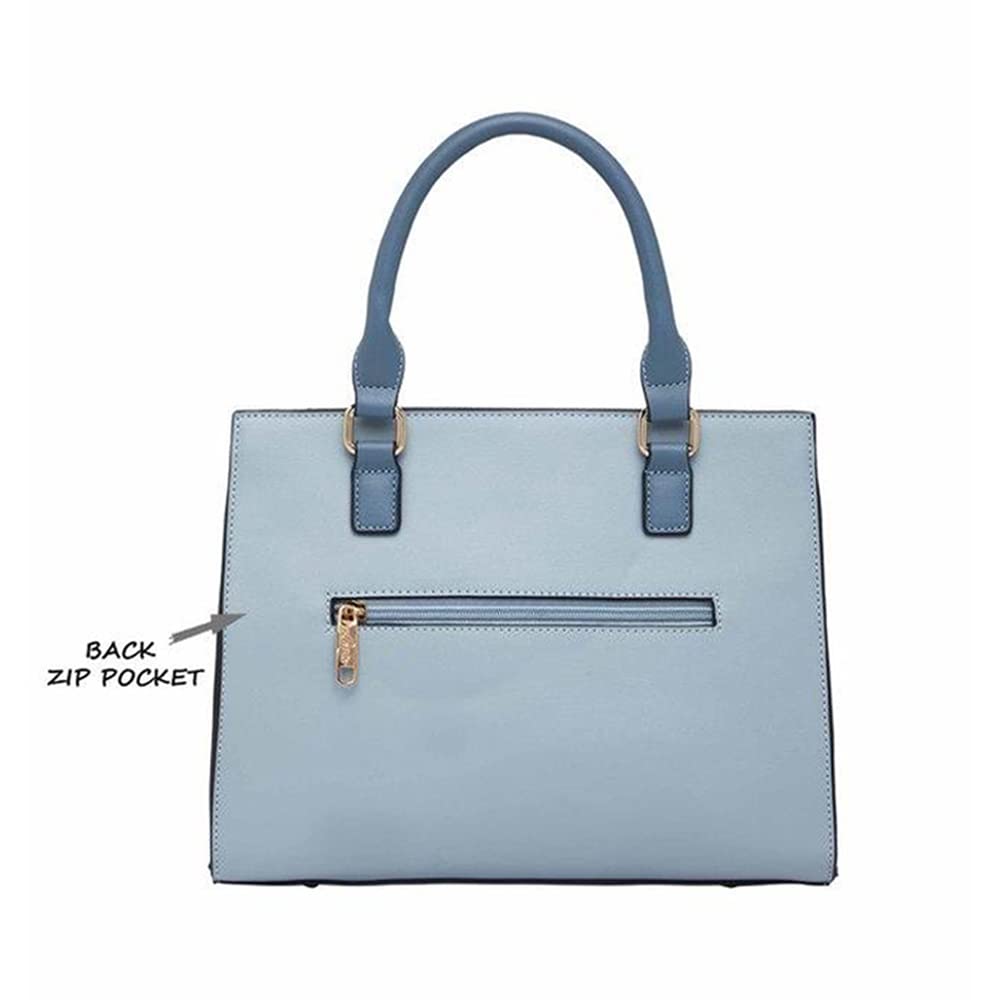 Lavie Zipper Closure PU Synthetic Womens Casual Satchel Handbag (S22LVSHESAT0766001, BLUE, MEDIUM)