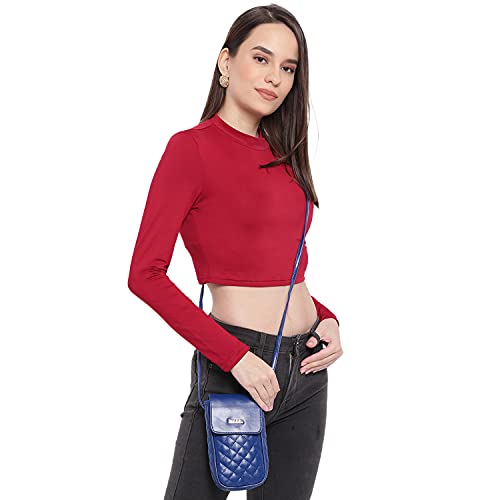 KLEIO PU Quilted Leather Multifunctional Mobile Sling Bag (Royal Blue) for Women with Adjustable Crossbody Strap | Mobile Pouch for Girls to Carry Cash, Cards for Travel & Everyday Use