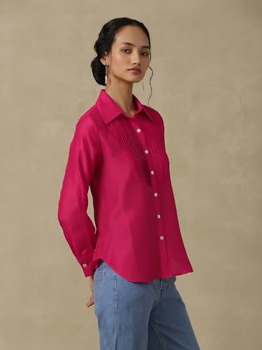 Aarke Ritu Kumar Magenta Solid Shirt