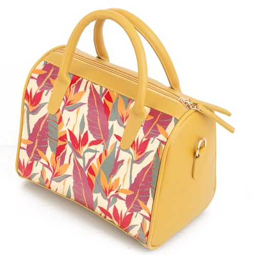 SACCI MUCCI Women's Handbag | Women's Tote Bag | Women's Top-Handle Bags | Women's Satchels | Women's Hobos & Shoulder Bags- Exotic Jungle (Mustard)