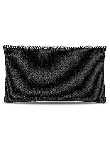 Peora Black Silver Clutch Purses for Women Handmade Evening Handbag Stylish Bridal Fashion Clutch Bag for Girls