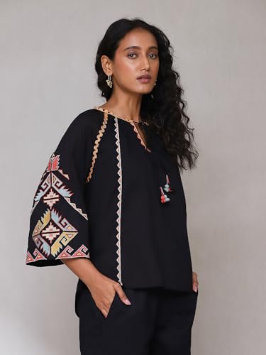 Aarke Ritu Kumar Black Embroidered Top
