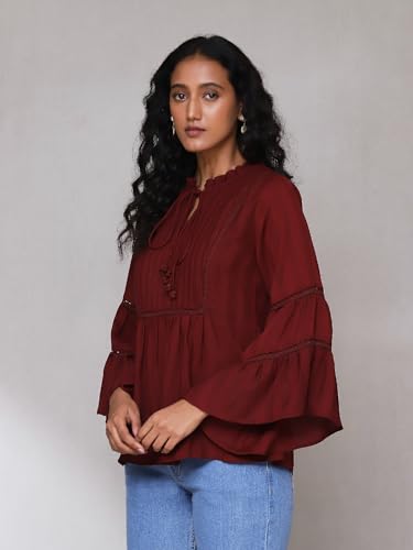 Aarke Ritu Kumar Burgundy Solid Top