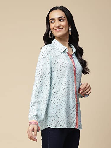 Aarke Ritu Kumar Blue Geometric Print Shirt