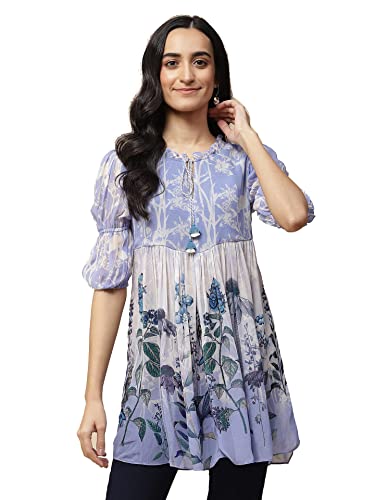 Aarke Ritu Kumar Blue Floral Print Top