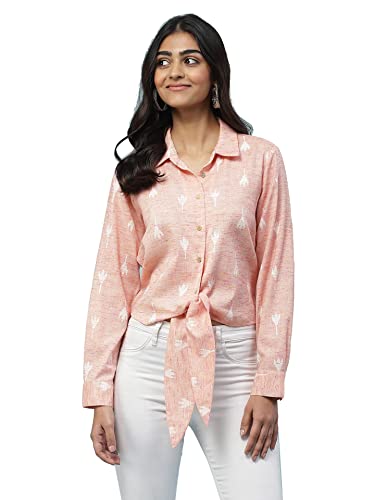 Aarke Ritu Kumar Peach Yarn Dyed Knotted Shirt