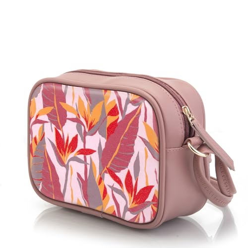 SACCI MUCCI Sling Bag for Girls/Women, Crossbody Boxy Sling Bags for Women, Side Purse | Crossbody Women's sling bag - Exotic Jungle (Blush)