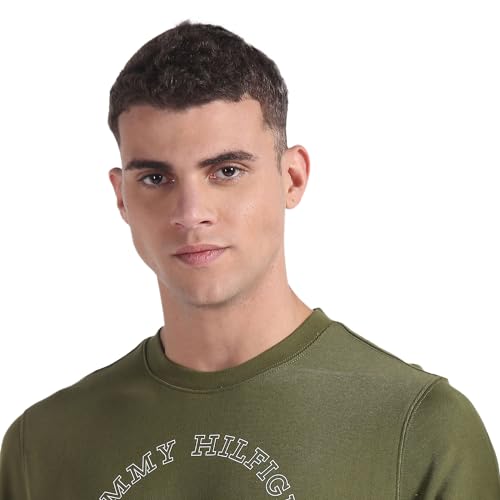 Tommy Hilfiger Men's Cotton Crew Neck Sweatshirt (F23HMHK044_Green