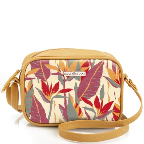 SACCI MUCCI Cross Body Sling Bag | Women's sling bag | Bags for women | Crossbody handbag | Sling handbag - Exotic Jungle (Mustard)