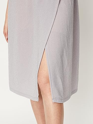 Max Women's Polyester Blend Wrap Below The Knee Dress (Lilac)