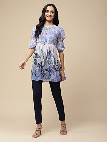 Aarke Ritu Kumar Blue Floral Print Top