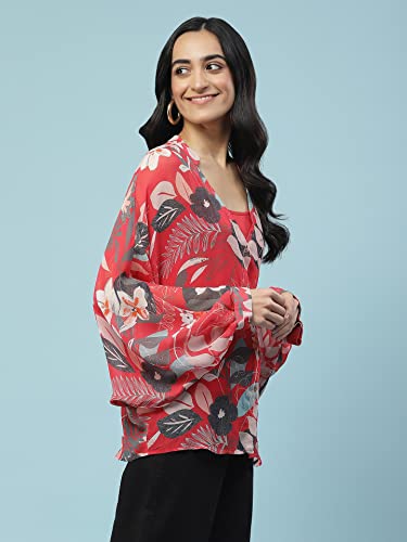 Aarke Ritu Kumar Red Botanical Print Top