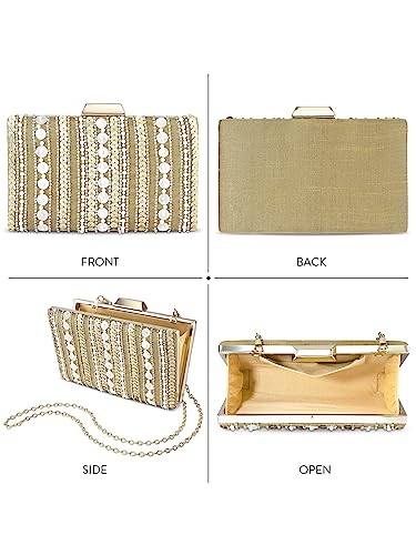 Peora Golden Clutch Purses for Women Handmade Evening Handbag Stylish Bridal Fashion Clutch Bag for Girls