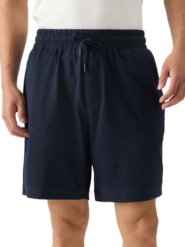 The Souled Store Home Shorts: Navy Men and Boys Drawstring Cotton Home Shorts Boxer Shorts Men's Boxers Cotton Breathable Comfortable Elastic Waistband Solid Plaid Printed Loose-Fit Casual Lounge