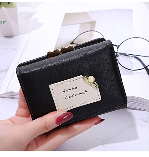 MOCA Womens Girls Ladies Female Short Mini Small Clutch Wallet Purse for Womens Women's Ladies (Black)