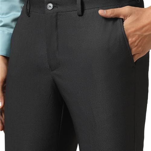 Slim Comfort  Formal Black Textured Trouser - Luna